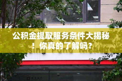 颍东公积金提取服务条件大揭秘！你真的了解吗？